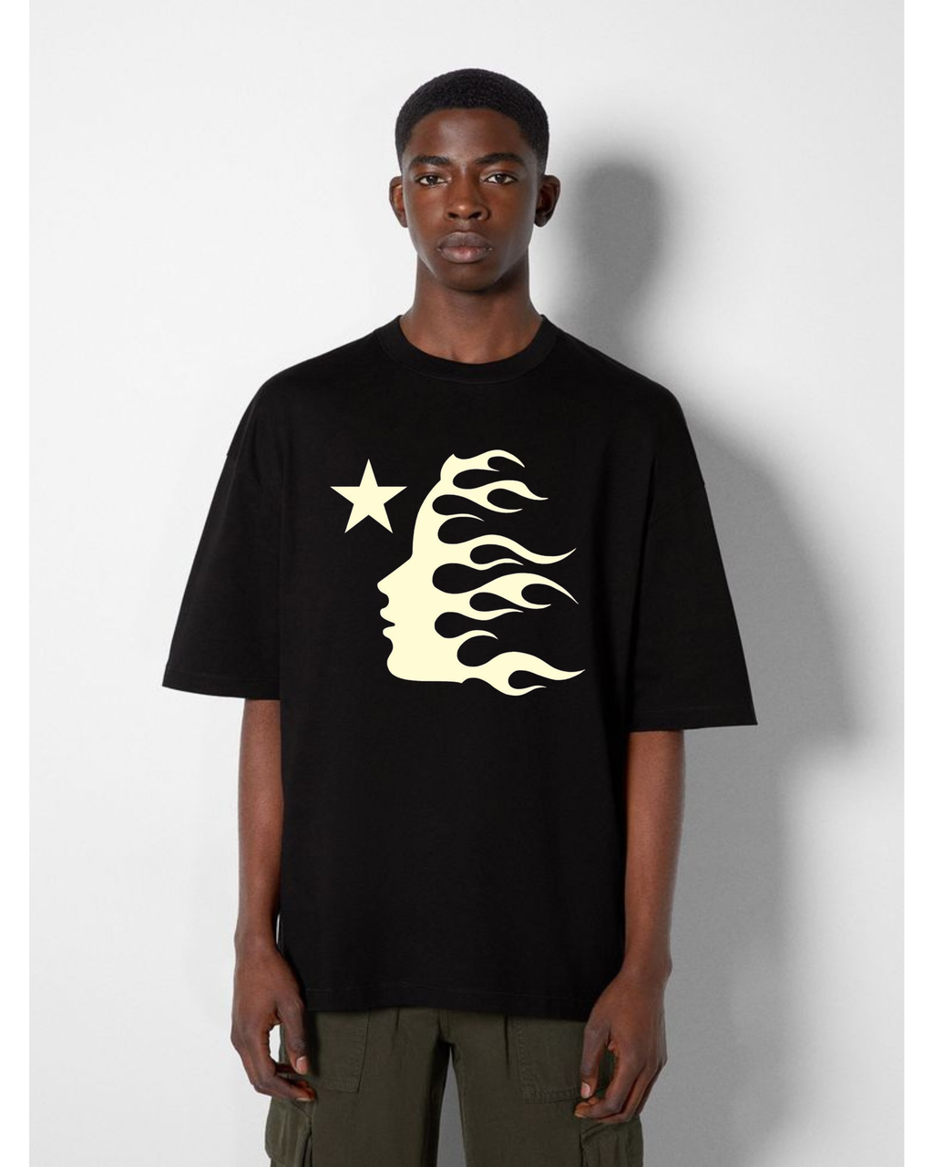 Flame Face Oversized Graphic Tee