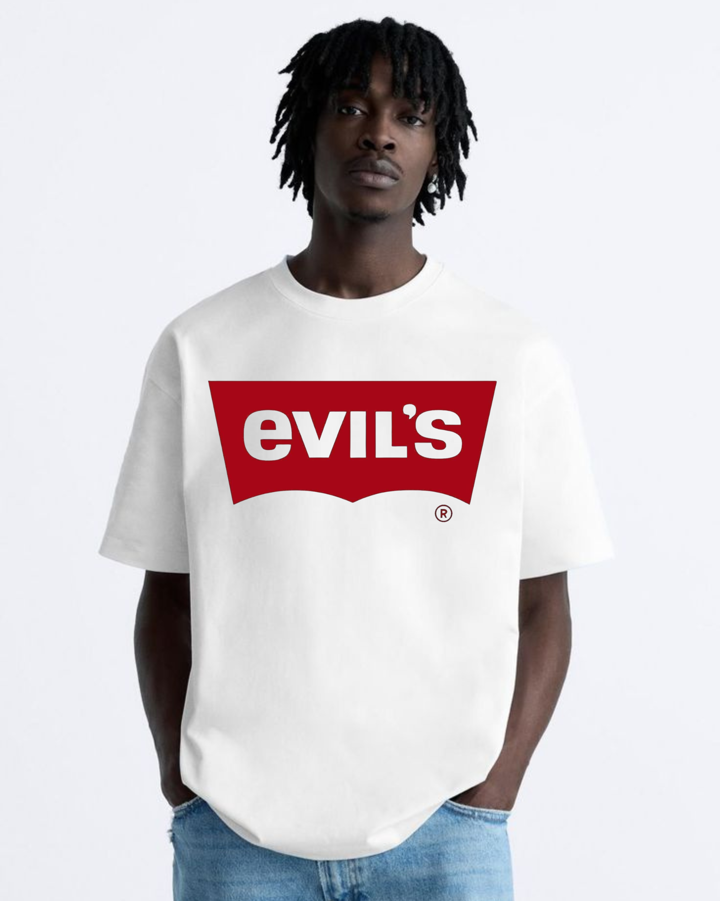 Evils Logo Oversized White Tee (Copy)
